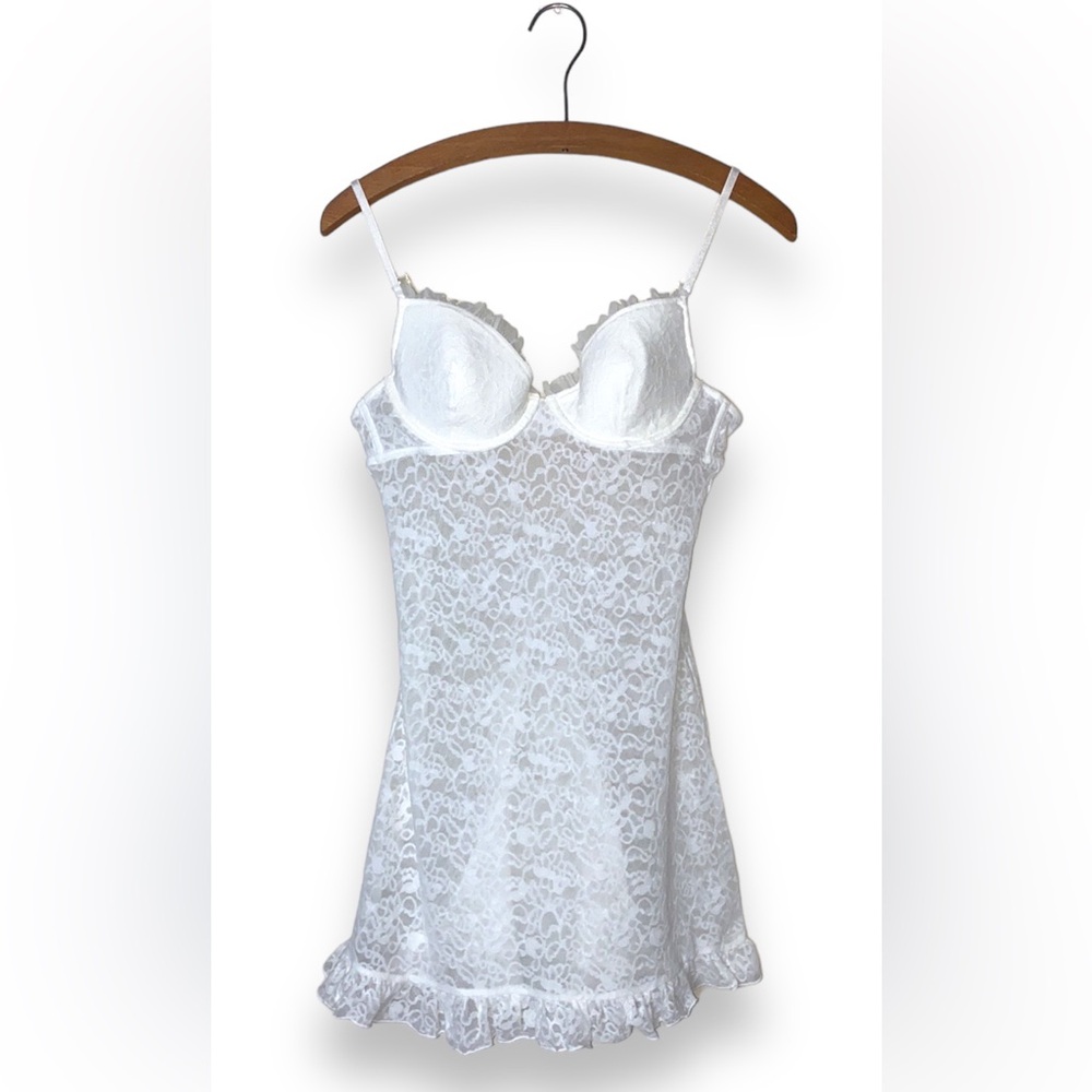 VCTORIAS SECRET The Lacie Bustle Back Babydoll Lace Slip Dress Large L
